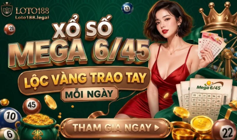Xổ số mega 6/45 Loto188 -Lộc vàng trao tay